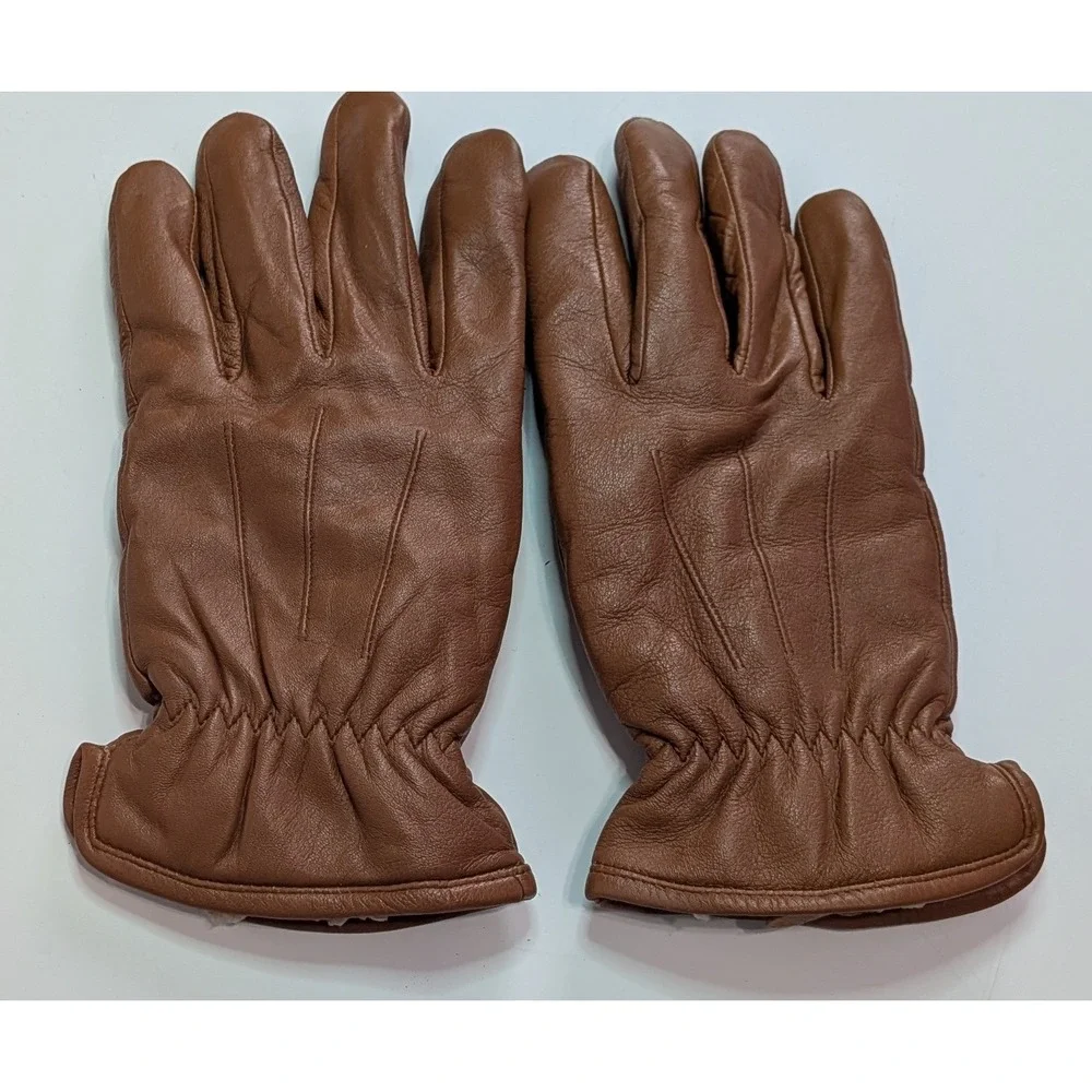 Unbranded Leather Gloves Women Medium Brown Excellent Shearling Lined Winter